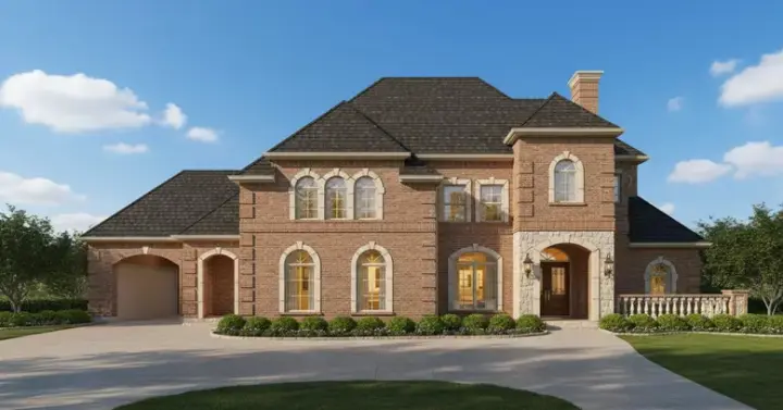 European house plans 19-200 - front exterior, 4,550 sq ft, 4 bed, 3 bath house plans | Monster House Plans