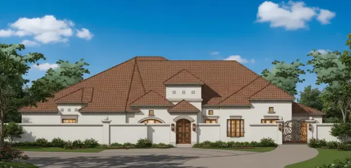Mediterranean house plans 19-206 - front exterior, 4,405 sq ft, 4 bed, 4 bath house plans | Monster House Plans