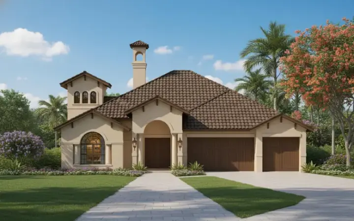 Mediterranean house plans 19-216 - front exterior, 3,277 sq ft, 4 bed, 3 bath house plans | Monster House Plans