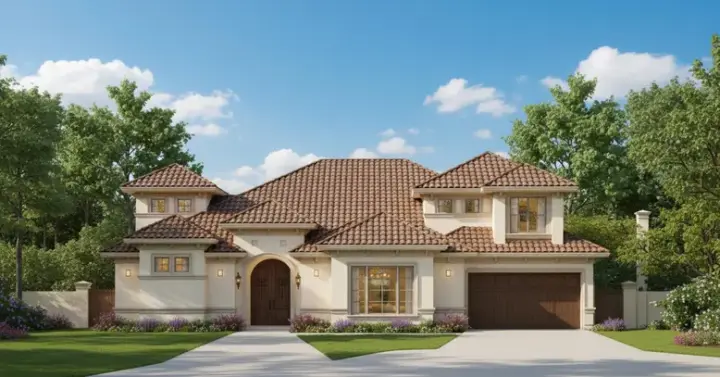 Mediterranean house plans 19-222 - front exterior, 4,751 sq ft, 4 bed, 5 bath house plans | Monster House Plans
