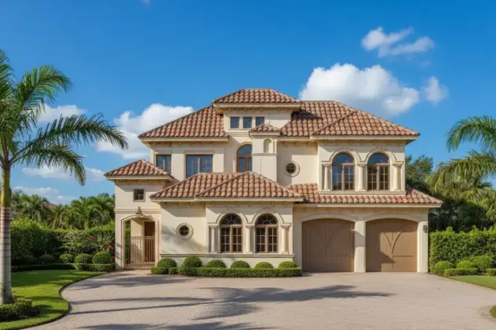 Tuscan house plans 19-225 - front exterior, 3,823 sq ft, 3 bed, 3 bath house plans | Monster House Plans