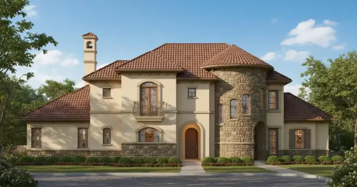 Tuscan house plans 19-226 - front exterior, 3,900 sq ft, 4 bed, 3 bath house plans | Monster House Plans