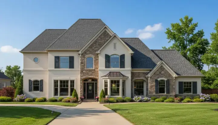 French Country house plans 19-227 - front exterior, 3,786 sq ft, 4 bed, 3 bath house plans | Monster House Plans