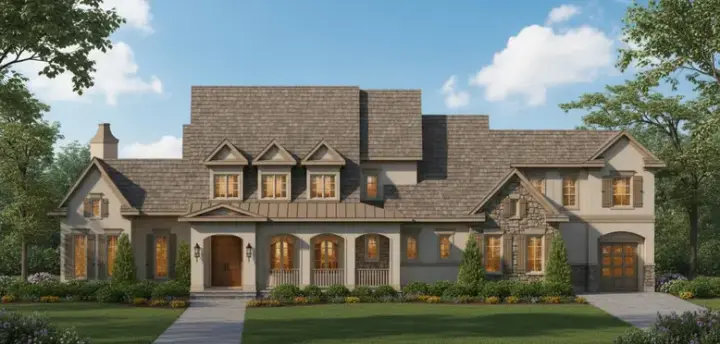 Country house plans 19-233 - front exterior, 5,011 sq ft, 5 bed, 4 bath house plans | Monster House Plans
