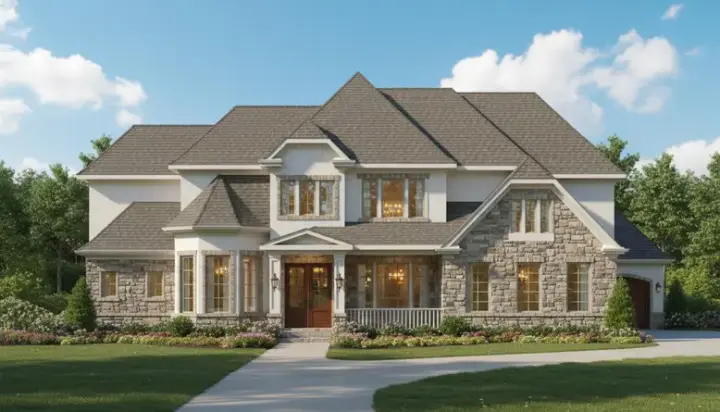 Traditional house plans 19-247 - front exterior, 4,398 sq ft, 5 bed, 3 bath house plans | Monster House Plans