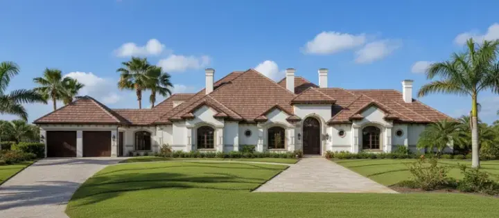Mediterranean house plans 19-248 - front exterior, 6,841 sq ft, 6 bed, 5 bath house plans | Monster House Plans