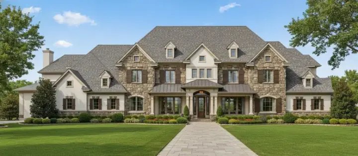 Traditional house plans 19-269 - front exterior, 6,672 sq ft, 5 bed, 5 bath house plans | Monster House Plans