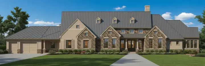Country house plans 19-278 - front exterior, 6,114 sq ft, 5 bed, 5 bath house plans | Monster House Plans