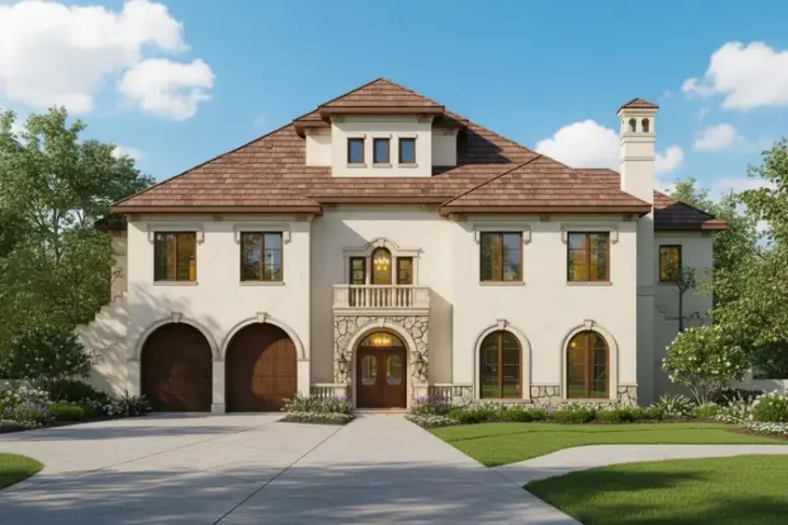 Mediterranean house plans 19-280 - front exterior, 4,881 sq ft, 3 bed, 4 bath house plans | Monster House Plans