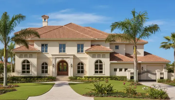 Mediterranean house plans 19-282 - front exterior, 4,669 sq ft, 5 bed, 5 bath house plans | Monster House Plans
