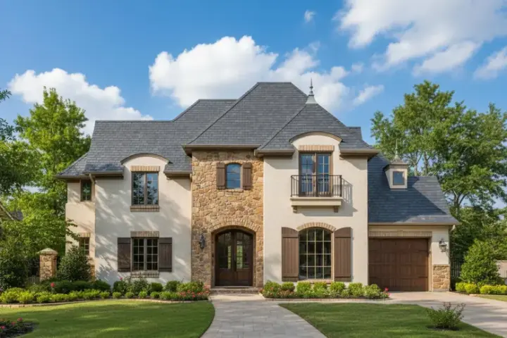 European house plans 19-291 - front exterior, 4,543 sq ft, 4 bed, 3 bath house plans | Monster House Plans