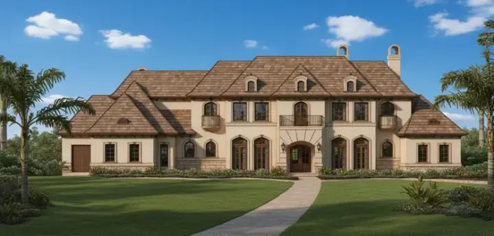 Mediterranean house plans 19-309 - front exterior, 8,164 sq ft, 5 bed, 5 bath house plans | Monster House Plans