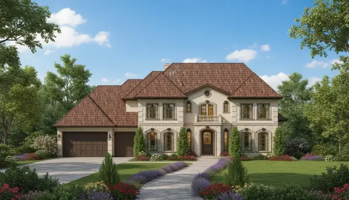 Mediterranean house plans 19-310 - front exterior, 4,059 sq ft, 4 bed, 3 bath house plans | Monster House Plans