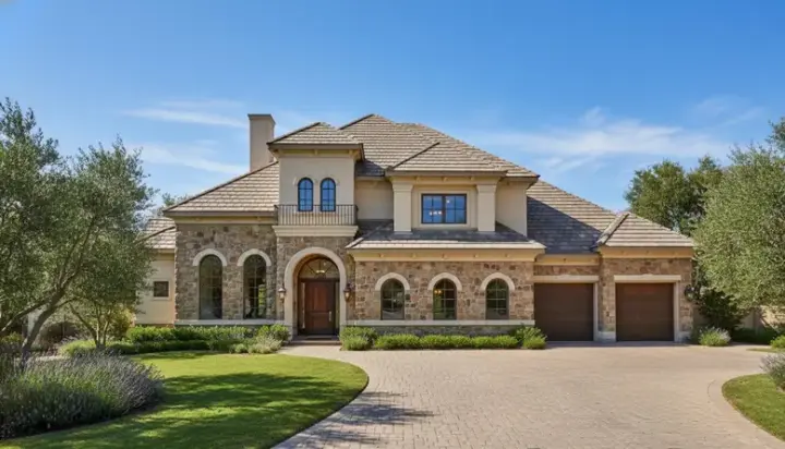 Tuscan house plans 19-317 - front exterior, 3,996 sq ft, 4 bed, 3 bath house plans | Monster House Plans
