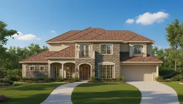 Tuscan house plans 19-319 - front exterior, 4,292 sq ft, 4 bed, 3 bath house plans | Monster House Plans