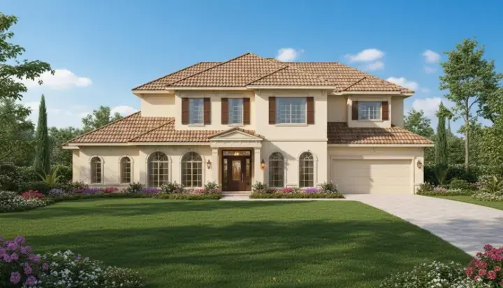 Mediterranean house plans 19-320 - front exterior, 4,292 sq ft, 4 bed, 3 bath house plans | Monster House Plans