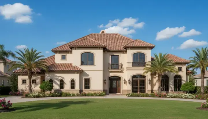 Mediterranean house plans 19-324 - front exterior, 4,505 sq ft, 5 bed, 3 bath house plans | Monster House Plans