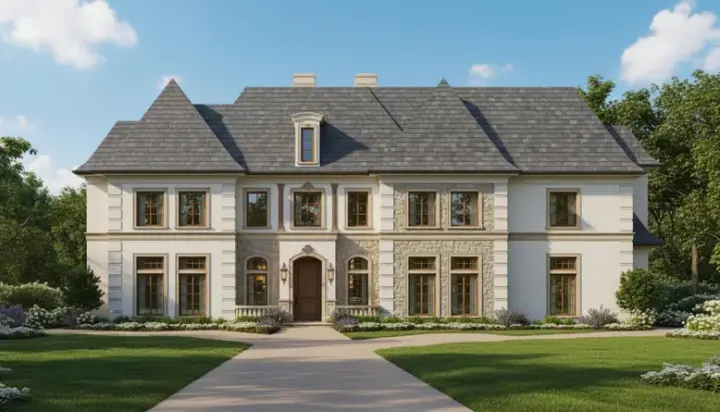 European house plans 19-331 - front exterior, 4,428 sq ft, 4 bed, 3 bath house plans | Monster House Plans