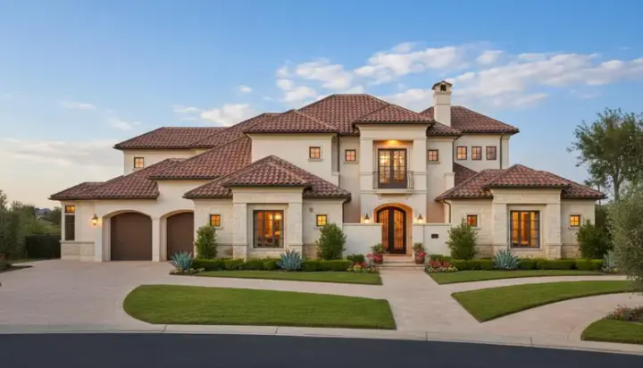 Tuscan house plans 19-333 - front exterior, 5,378 sq ft, 5 bed, 4 bath house plans | Monster House Plans