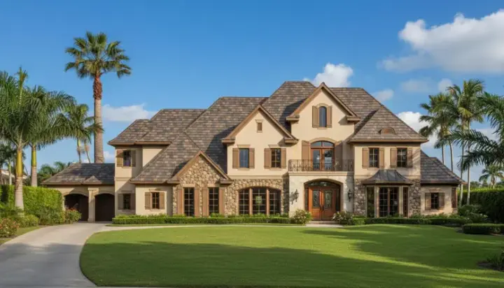 French Country house plans 19-338 - front exterior, 5,446 sq ft, 4 bed, 4 bath house plans | Monster House Plans