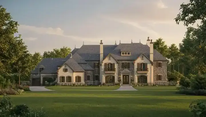 European house plans 19-346 - front exterior, 15,378 sq ft, 7 bed, 8 bath house plans | Monster House Plans