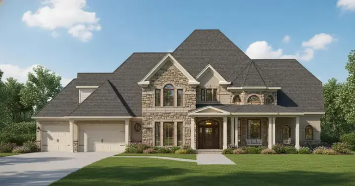 Country house plans 19-366 - front exterior, 5,058 sq ft, 5 bed, 4 bath house plans | Monster House Plans