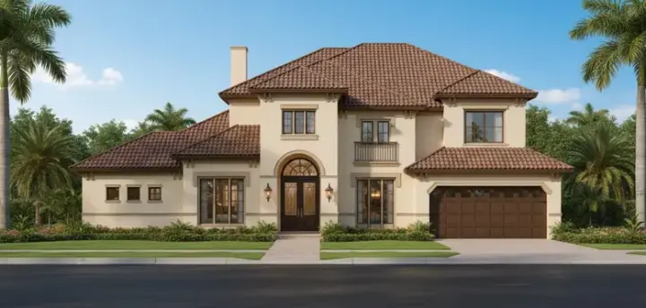 Mediterranean house plans 19-375 - front exterior, 4,642 sq ft, 5 bed, 3 bath house plans | Monster House Plans