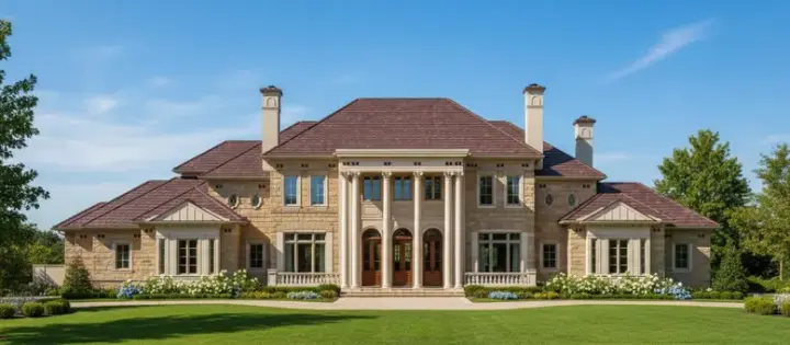 Colonial house plans 19-380 - front exterior, 8,273 sq ft, 5 bed, 6 bath house plans | Monster House Plans