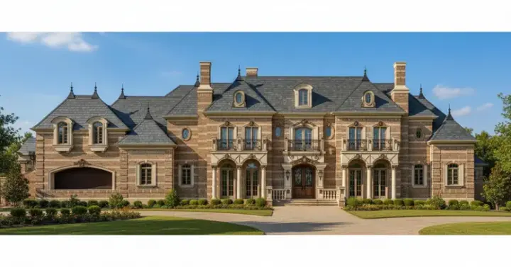 European house plans 19-393 - front exterior, 8,541 sq ft, 5 bed, 5 bath house plans | Monster House Plans