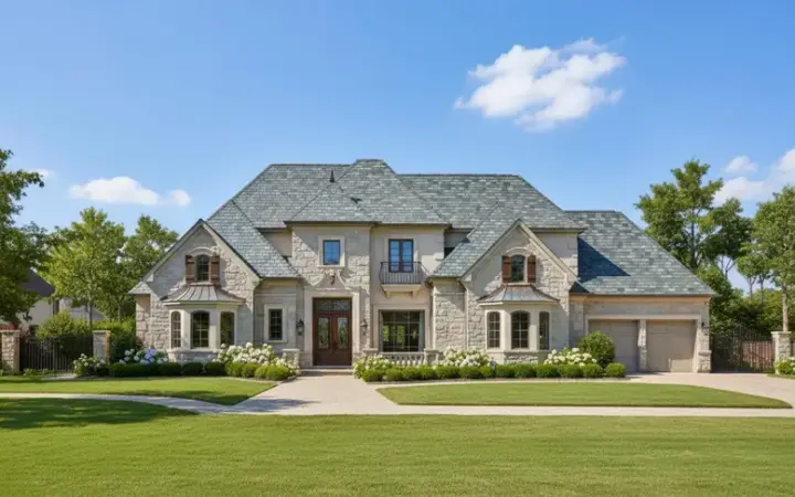 French Country house plans 19-407 - front exterior, 6,101 sq ft, 4 bed, 4 bath house plans | Monster House Plans