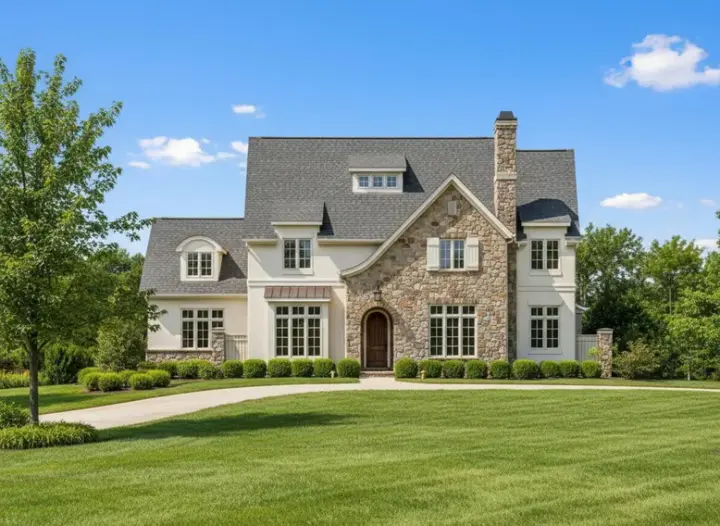 French Country house plans 19-412 - front exterior, 5,507 sq ft, 4 bed, 4 bath house plans | Monster House Plans
