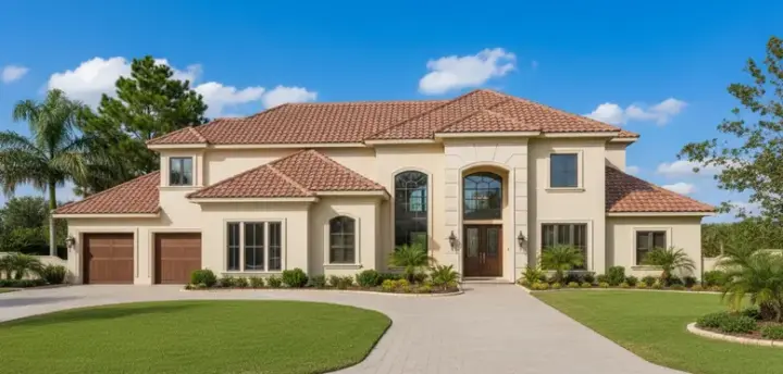 Mediterranean house plans 19-434 - front exterior, 5,471 sq ft, 6 bed, 5 bath house plans | Monster House Plans