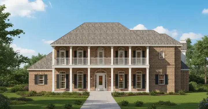 Southern Colonial house plans 19-437 - front exterior, 6,030 sq ft, 4 bed, 4 bath house plans | Monster House Plans