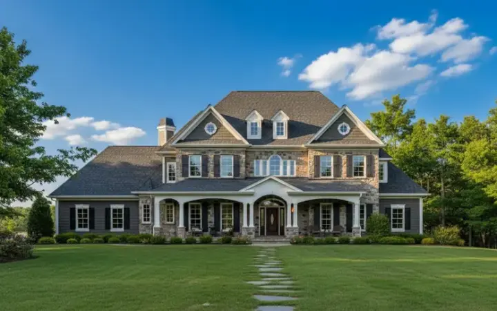 Southern Colonial house plans 19-446 - front exterior, 3,943 sq ft, 4 bed, 3 bath house plans | Monster House Plans