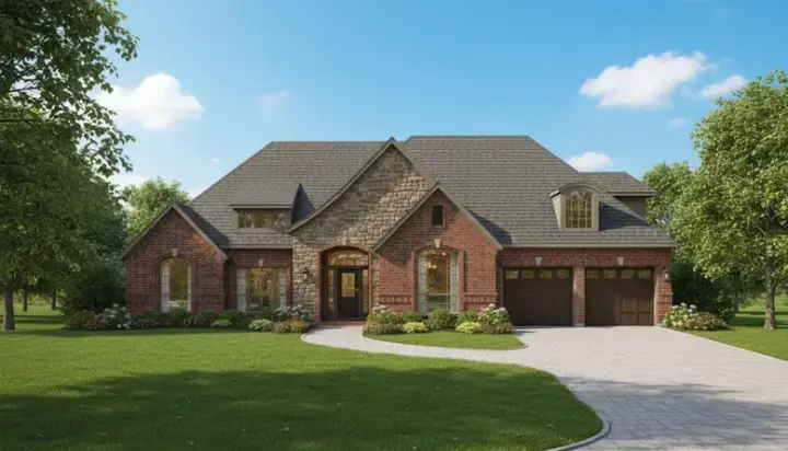 French Country house plans 19-448 - front exterior, 2,953 sq ft, 4 bed, 2 bath house plans | Monster House Plans
