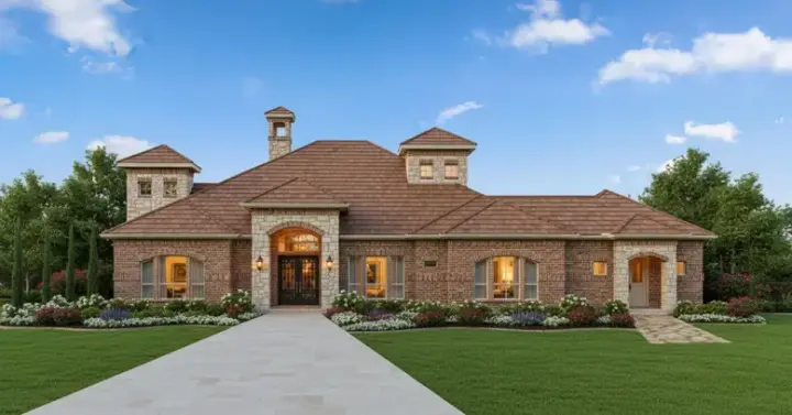Tuscan house plans 19-449 - front exterior, 3,255 sq ft, 4 bed, 3 bath house plans | Monster House Plans