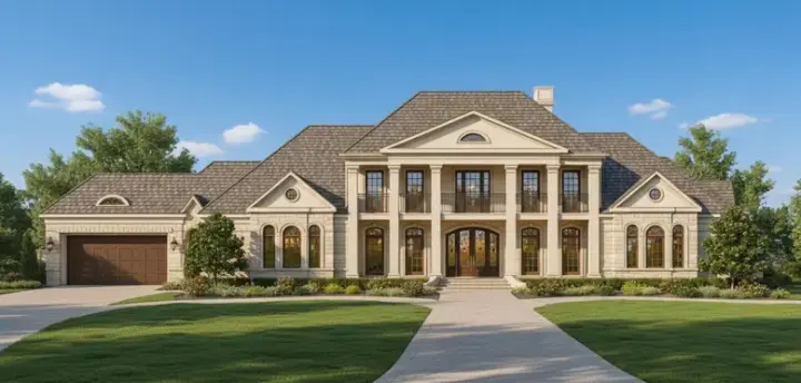 Southern Colonial house plans 19-454 - front exterior, 6,326 sq ft, 4 bed, 4 bath house plans | Monster House Plans