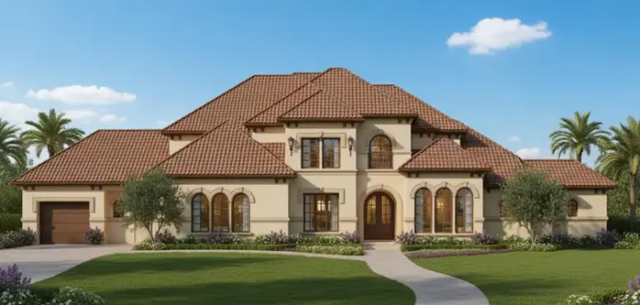 Mediterranean house plans 19-458 - front exterior, 4,701 sq ft, 5 bed, 3 bath house plans | Monster House Plans
