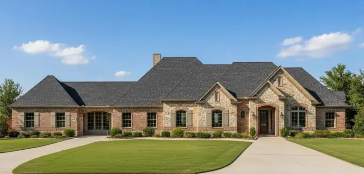 French Country house plans 19-468 - front exterior, 3,496 sq ft, 4 bed, 3 bath house plans | Monster House Plans