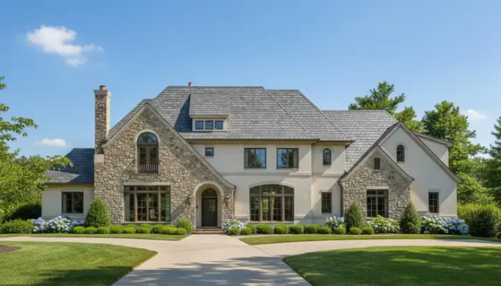 French Country house plans 19-470 - front exterior, 5,972 sq ft, 4 bed, 4 bath house plans | Monster House Plans