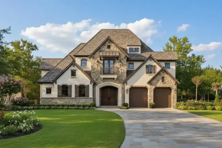 French Country house plans 19-474 - front exterior, 4,332 sq ft, 4 bed, 3 bath house plans | Monster House Plans