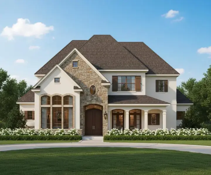 French Country house plans 19-483 - front exterior, 3,967 sq ft, 4 bed, 3 bath house plans | Monster House Plans