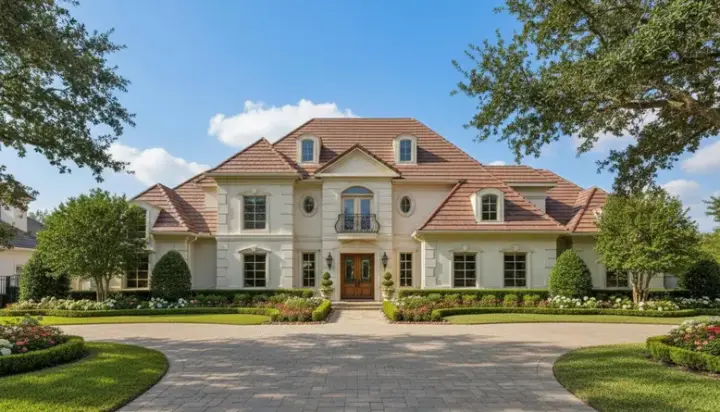 European house plans 19-487 - front exterior, 4,380 sq ft, 4 bed, 3 bath house plans | Monster House Plans