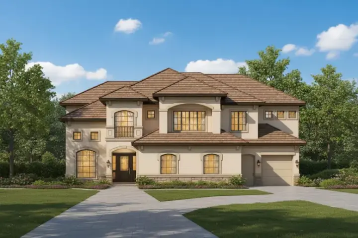 Traditional house plans 19-498 - front exterior, 4,028 sq ft, 4 bed, 3 bath house plans | Monster House Plans