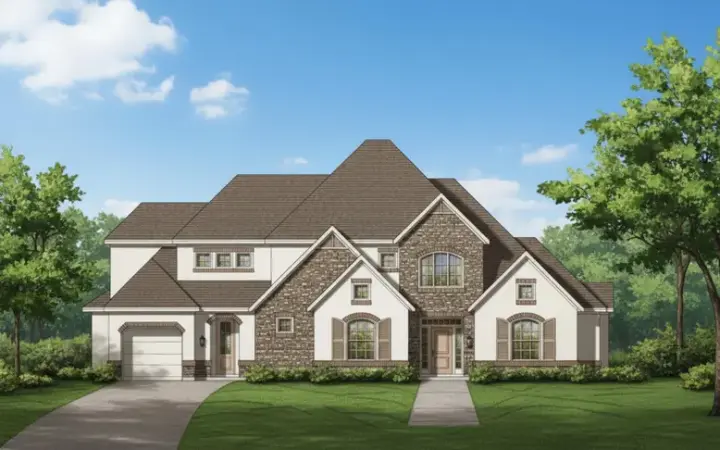 French Country house plans 19-502 - front exterior, 4,879 sq ft, 4 bed, 3 bath house plans | Monster House Plans