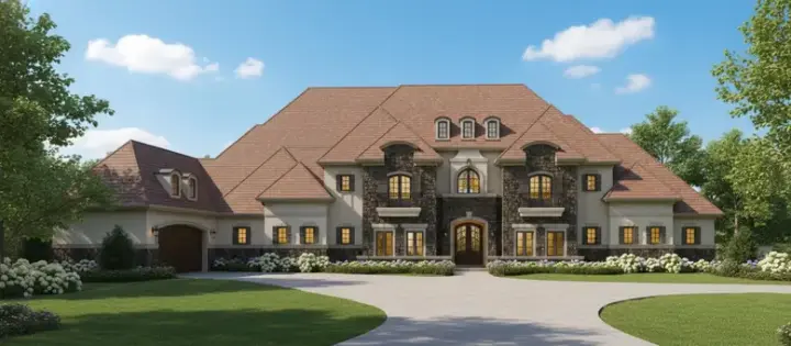European house plans 19-503 - front exterior, 7,961 sq ft, 5 bed, 6 bath house plans | Monster House Plans