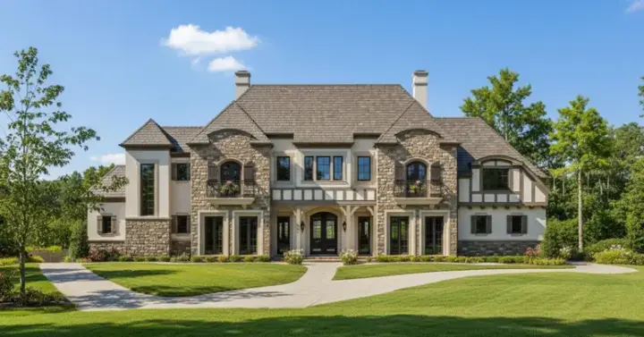 Tuscan house plans 19-510 - front exterior, 5,452 sq ft, 4 bed, 4 bath house plans | Monster House Plans