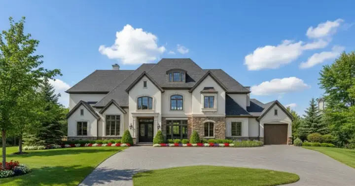 French Country house plans 19-513 - front exterior, 5,414 sq ft, 4 bed, 4 bath house plans | Monster House Plans