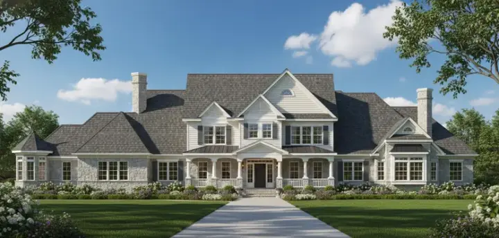 Country house plans 19-517 - front exterior, 5,541 sq ft, 5 bed, 4 bath house plans | Monster House Plans