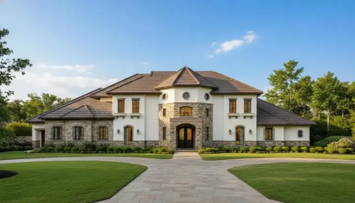 Tuscan house plans 19-519 - front exterior, 5,168 sq ft, 4 bed, 4 bath house plans | Monster House Plans